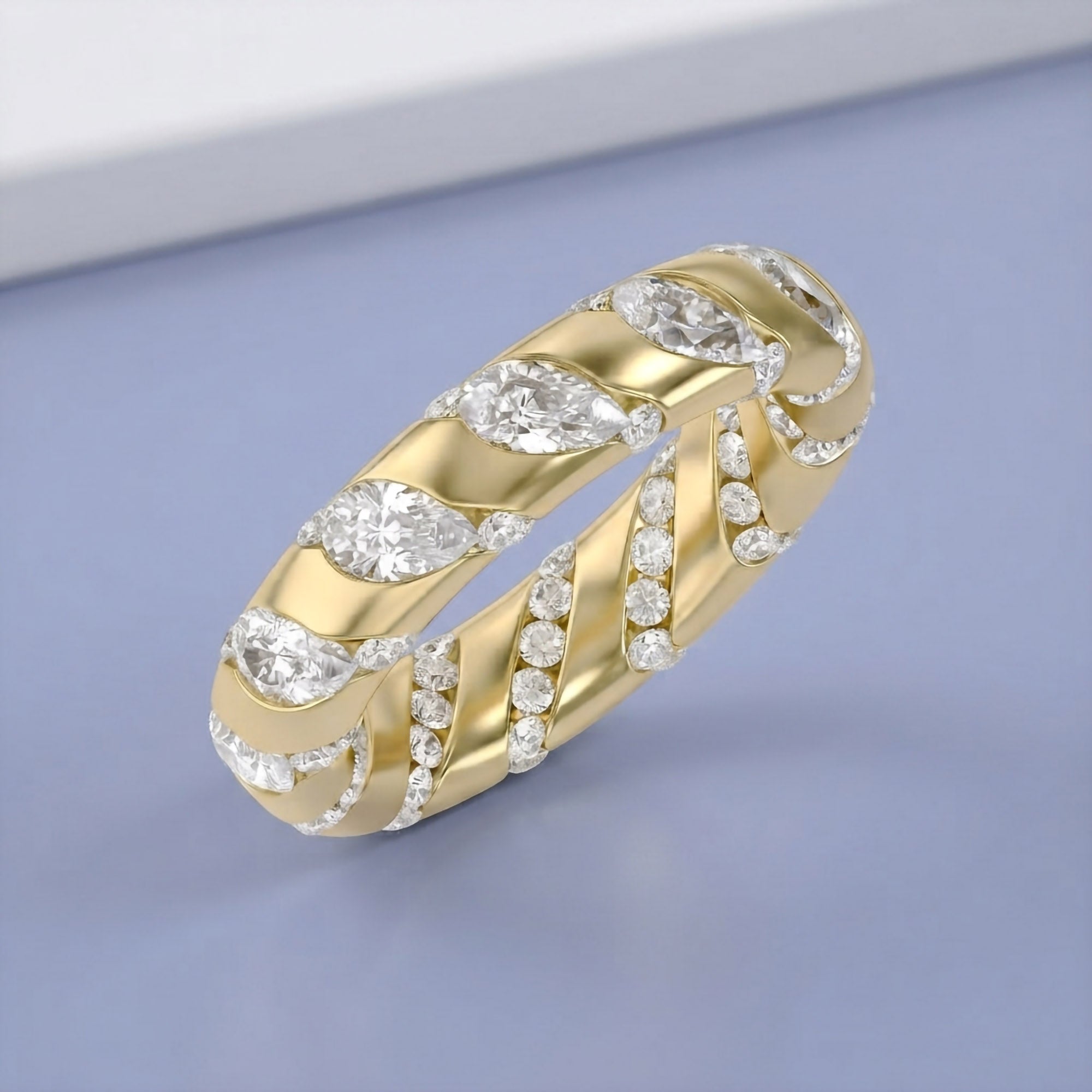2.90CT Pear & Round Cut Lab Grown Diamond Interwoven Wedding band