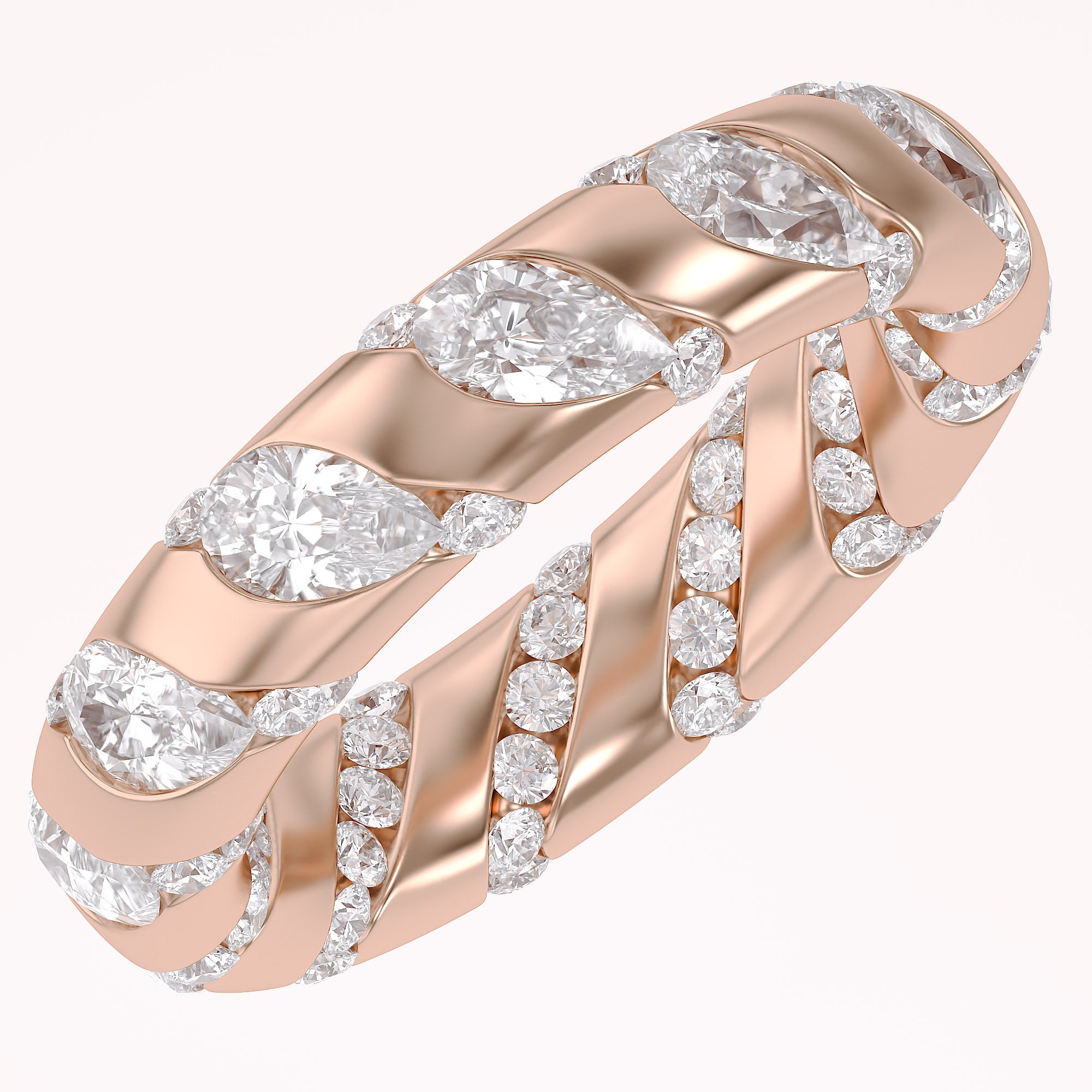 2.90CT Pear & Round Cut Lab Grown Diamond Interwoven Wedding band
