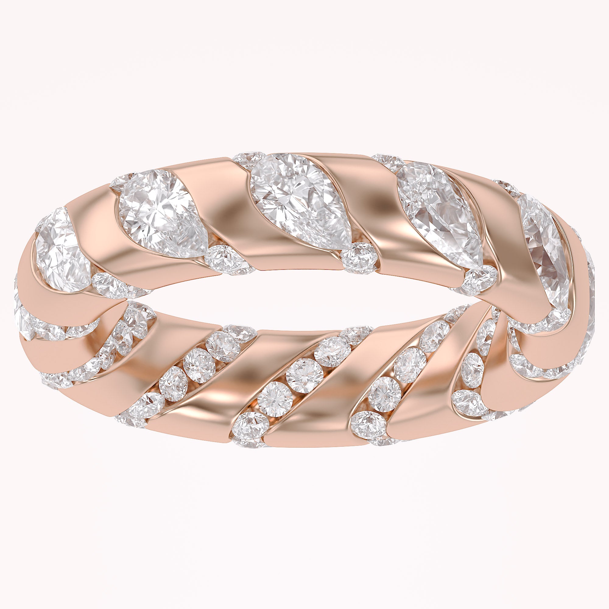 2.90CT Pear & Round Cut Lab Grown Diamond Interwoven Wedding band