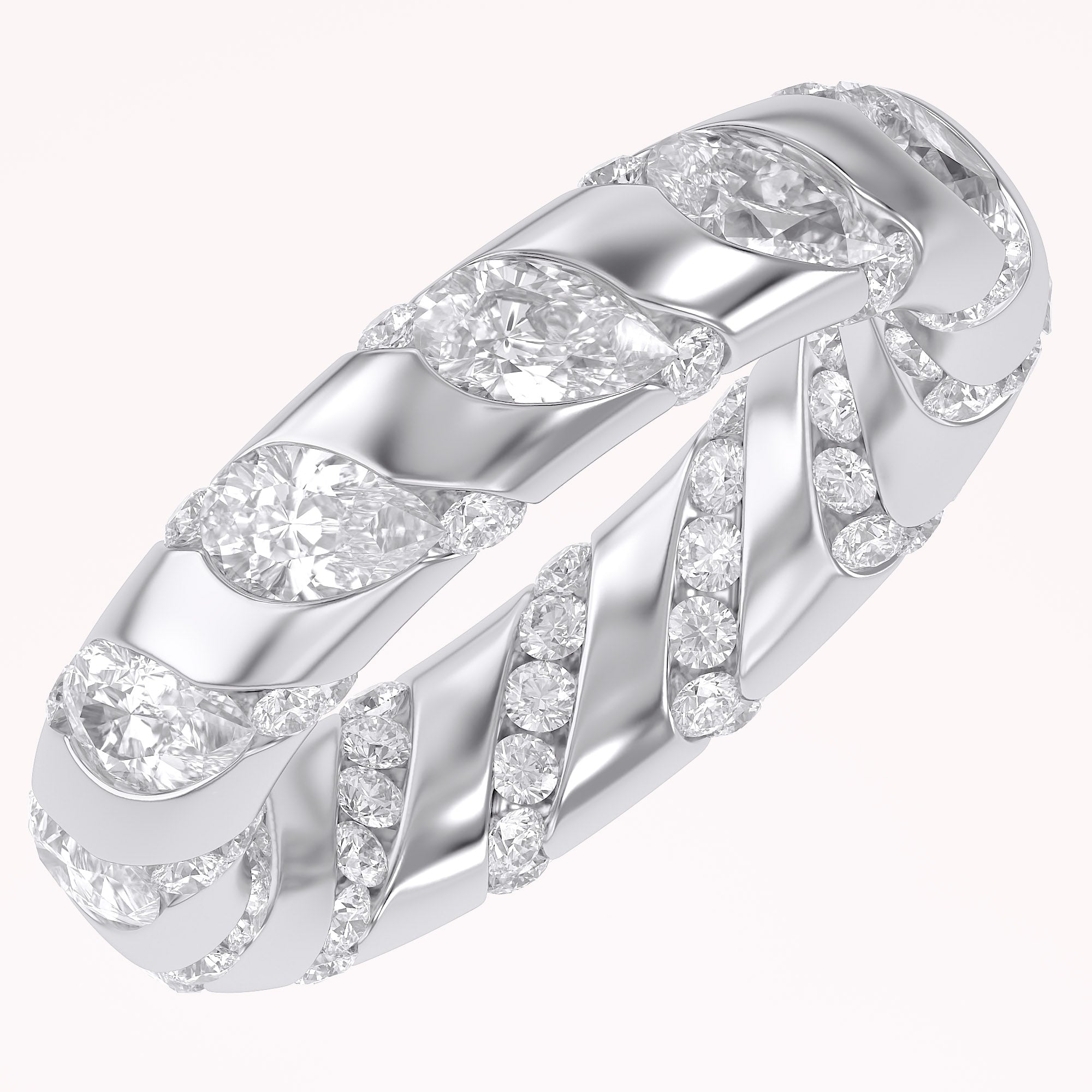 2.90CT Pear & Round Cut Lab Grown Diamond Interwoven Wedding band
