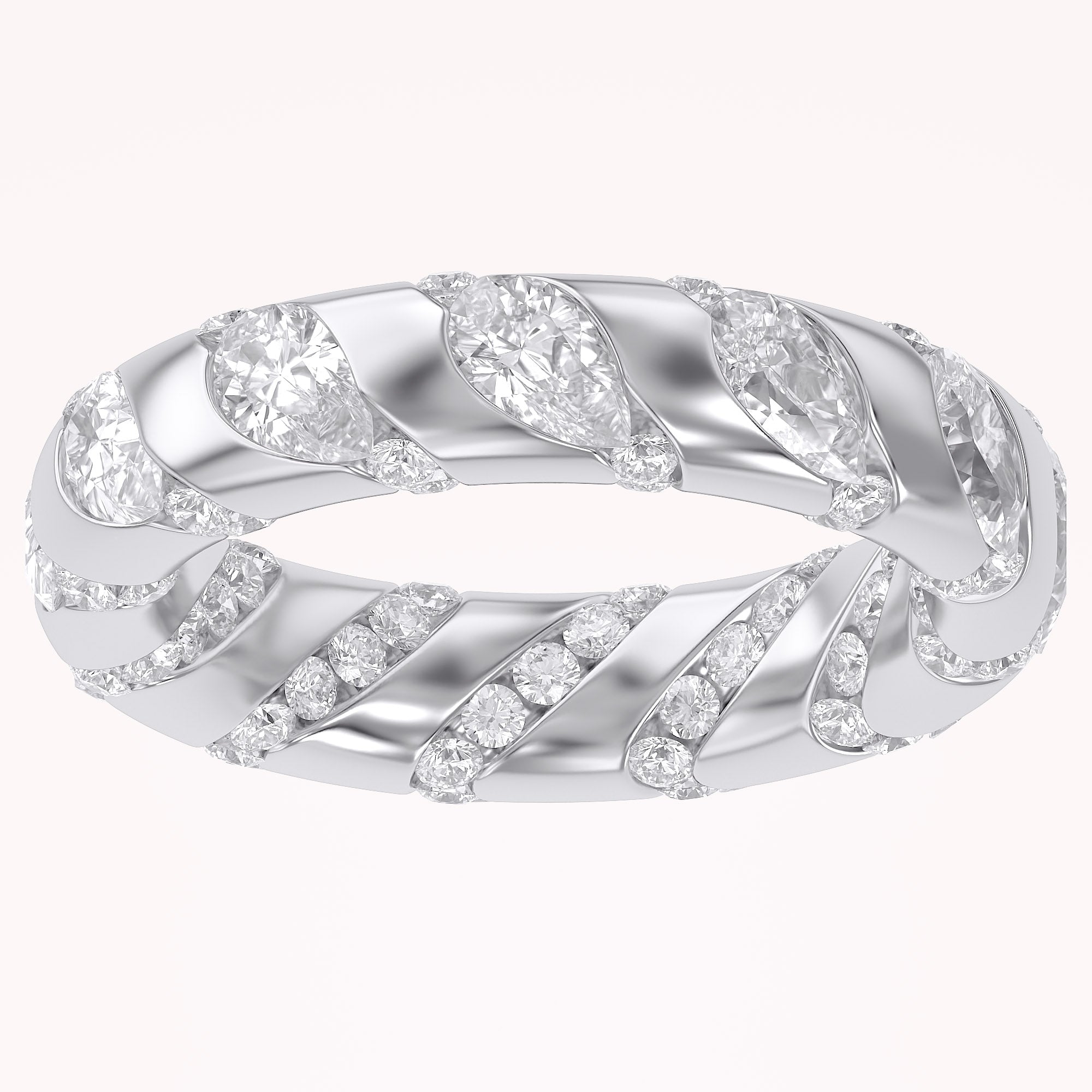 2.90CT Pear & Round Cut Lab Grown Diamond Interwoven Wedding band