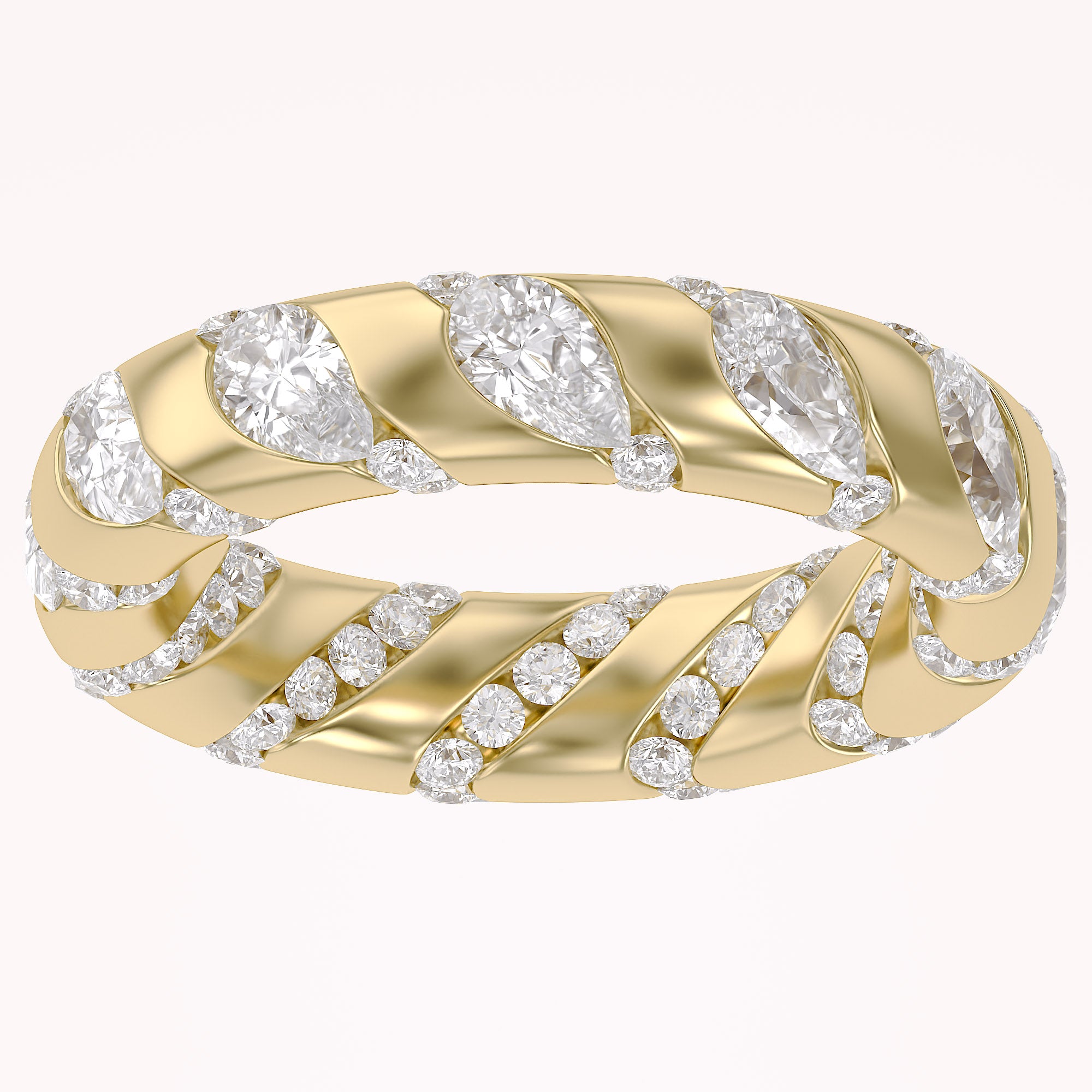 2.90CT Pear & Round Cut Lab Grown Diamond Interwoven Wedding band