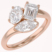 2.15 CTTW Lab Grown Diamond Toi et Moi Three stone Ring