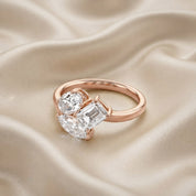 2.15 CTTW Lab Grown Diamond Toi et Moi Three stone Ring