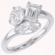2.15 CTTW Lab Grown Diamond Toi et Moi Three stone Ring