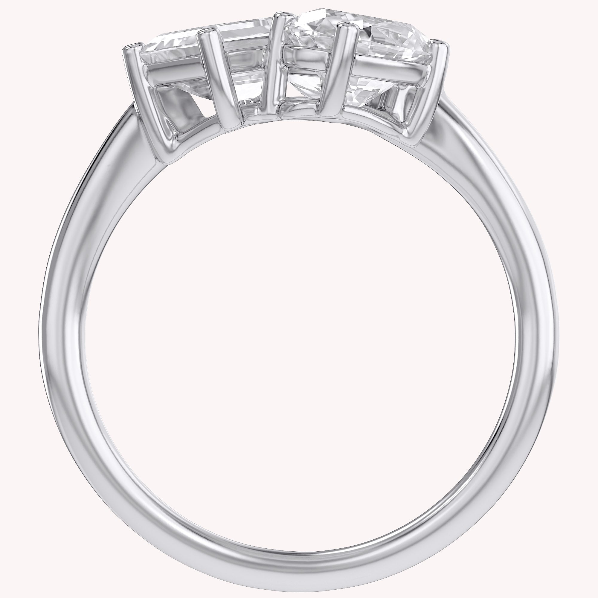2.15 CTTW Lab Grown Diamond Toi et Moi Three stone Ring