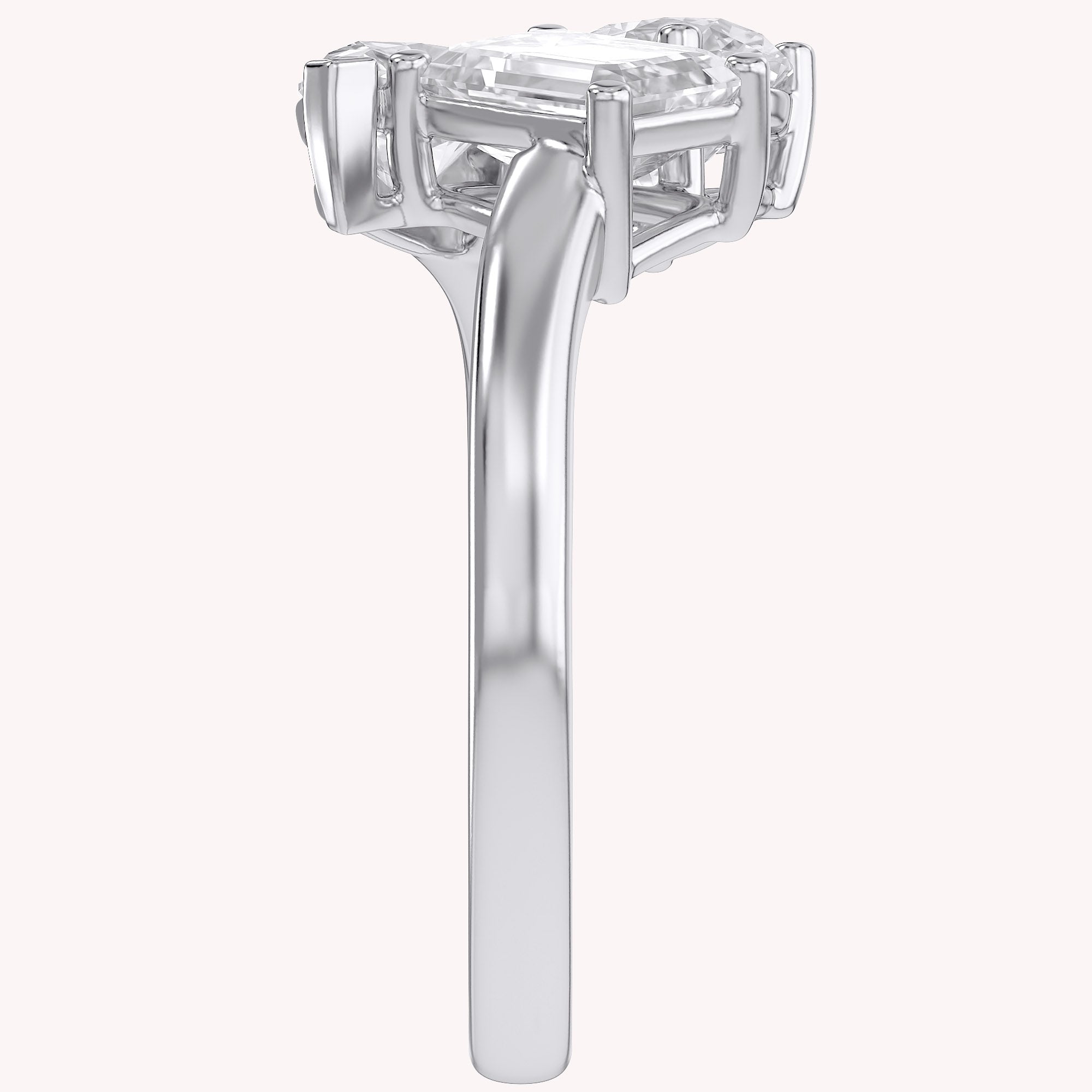 2.15 CTTW Lab Grown Diamond Toi et Moi Three stone Ring