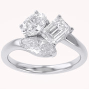 2.15 CTTW Lab Grown Diamond Toi et Moi Three stone Ring