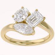 2.15 CTTW Lab Grown Diamond Toi et Moi Three stone Ring