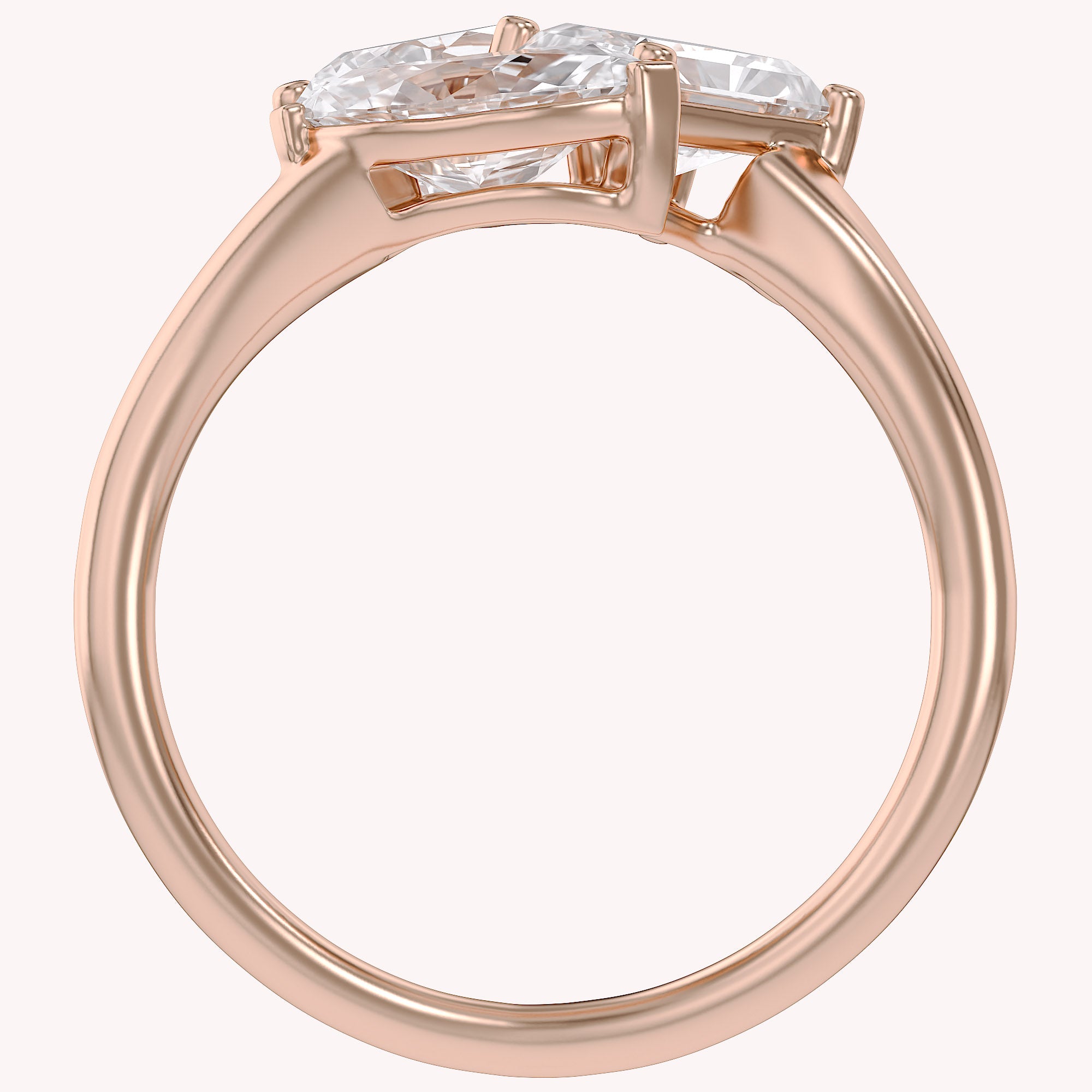 2.60 Carat Lab Grown Diamond Three stone Toi et Moi Ring