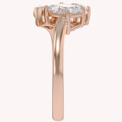 2.60 Carat Lab Grown Diamond Three stone Toi et Moi Ring