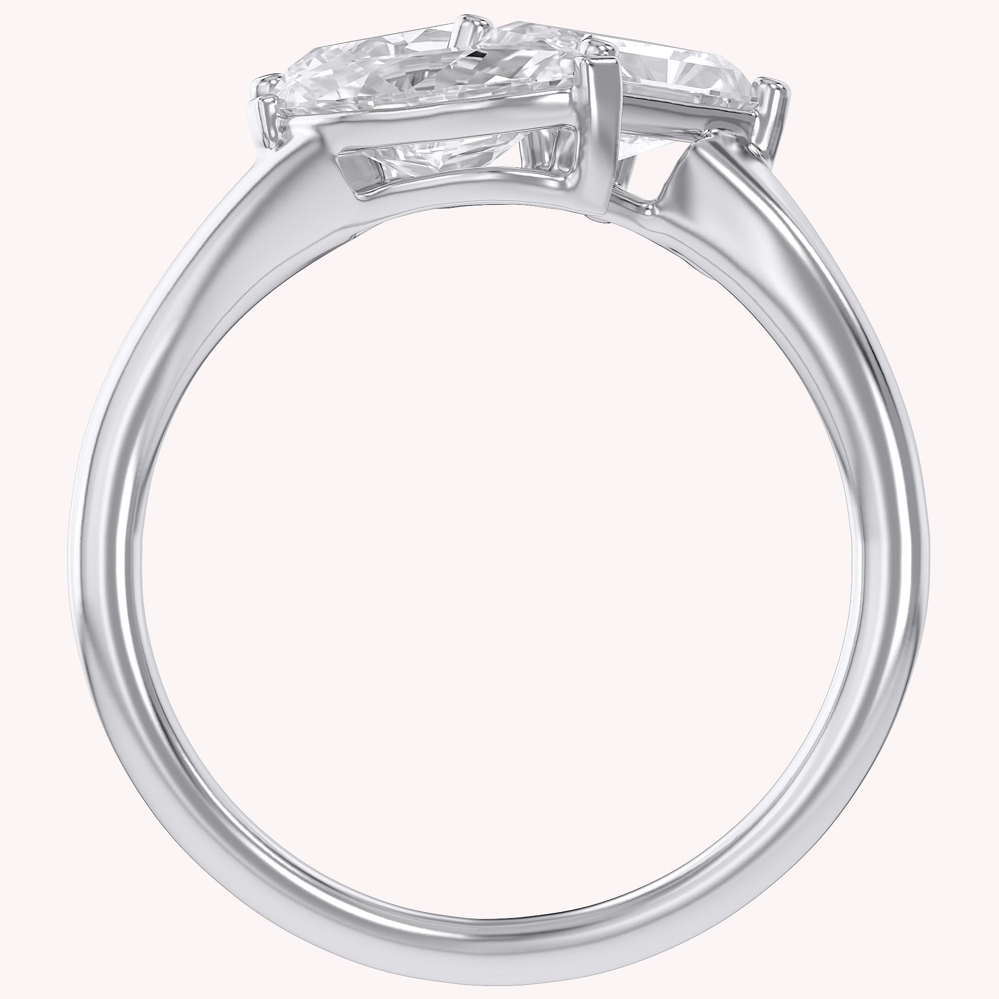 2.60 Carat Lab Grown Diamond Three stone Toi et Moi Ring