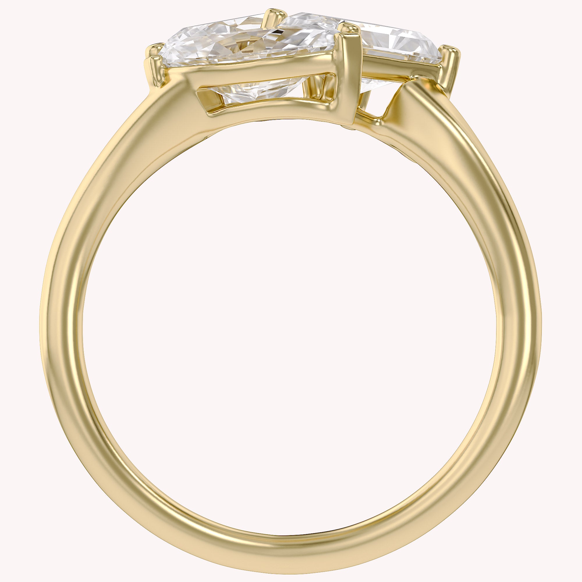 2.60 Carat Lab Grown Diamond Three stone Toi et Moi Ring