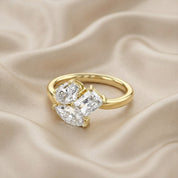 2.60 Carat Lab Grown Diamond Three stone Toi et Moi Ring