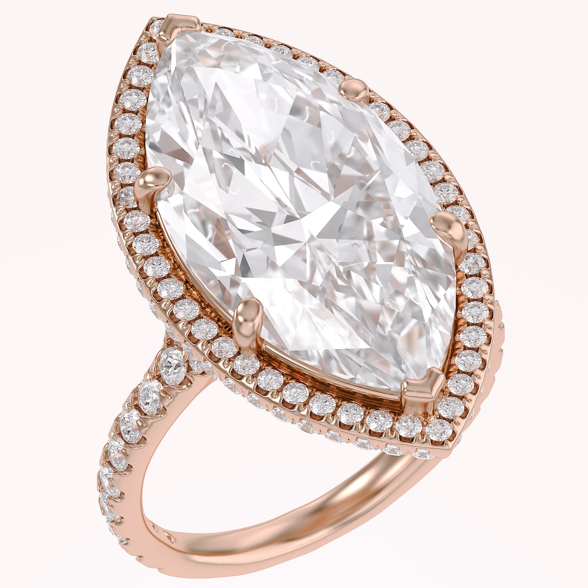 13 CTTW Marquise Cut Lab Grown Diamond Hidden Halo Solitaire Engagement Ring