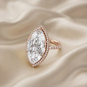 13 CTTW Marquise Cut Lab Grown Diamond Hidden Halo Solitaire Engagement Ring