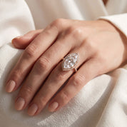 13 CTTW Marquise Cut Lab Grown Diamond Hidden Halo Solitaire Engagement Ring