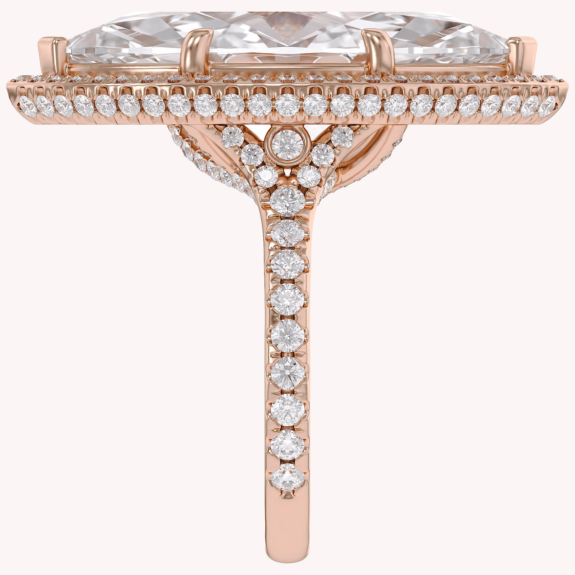 13 CTTW Marquise Cut Lab Grown Diamond Hidden Halo Solitaire Engagement Ring