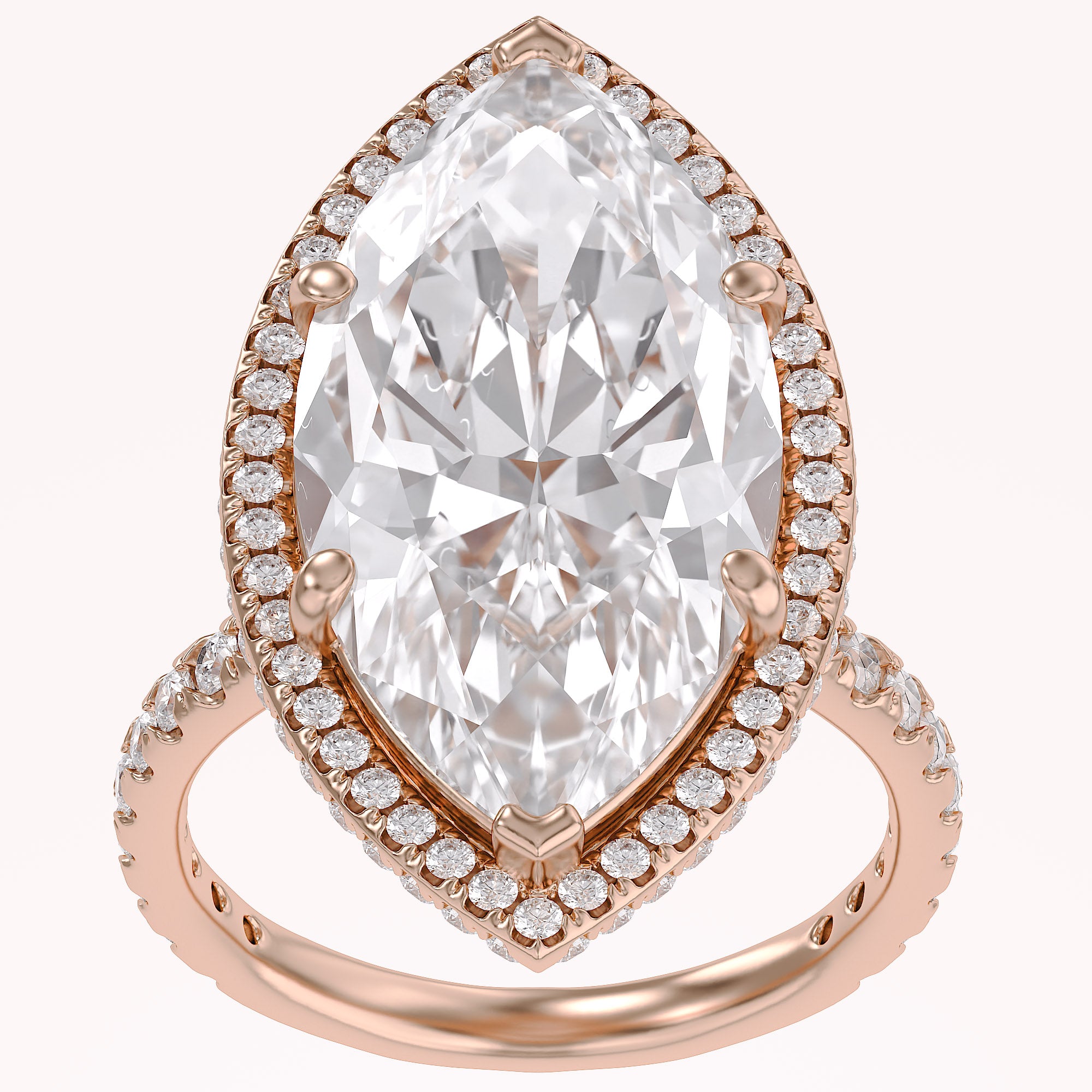 13 CTTW Marquise Cut Lab Grown Diamond Hidden Halo Solitaire Engagement Ring