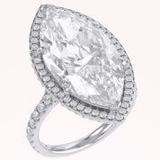 13 CTTW Marquise Cut Lab Grown Diamond Hidden Halo Solitaire Engagement Ring