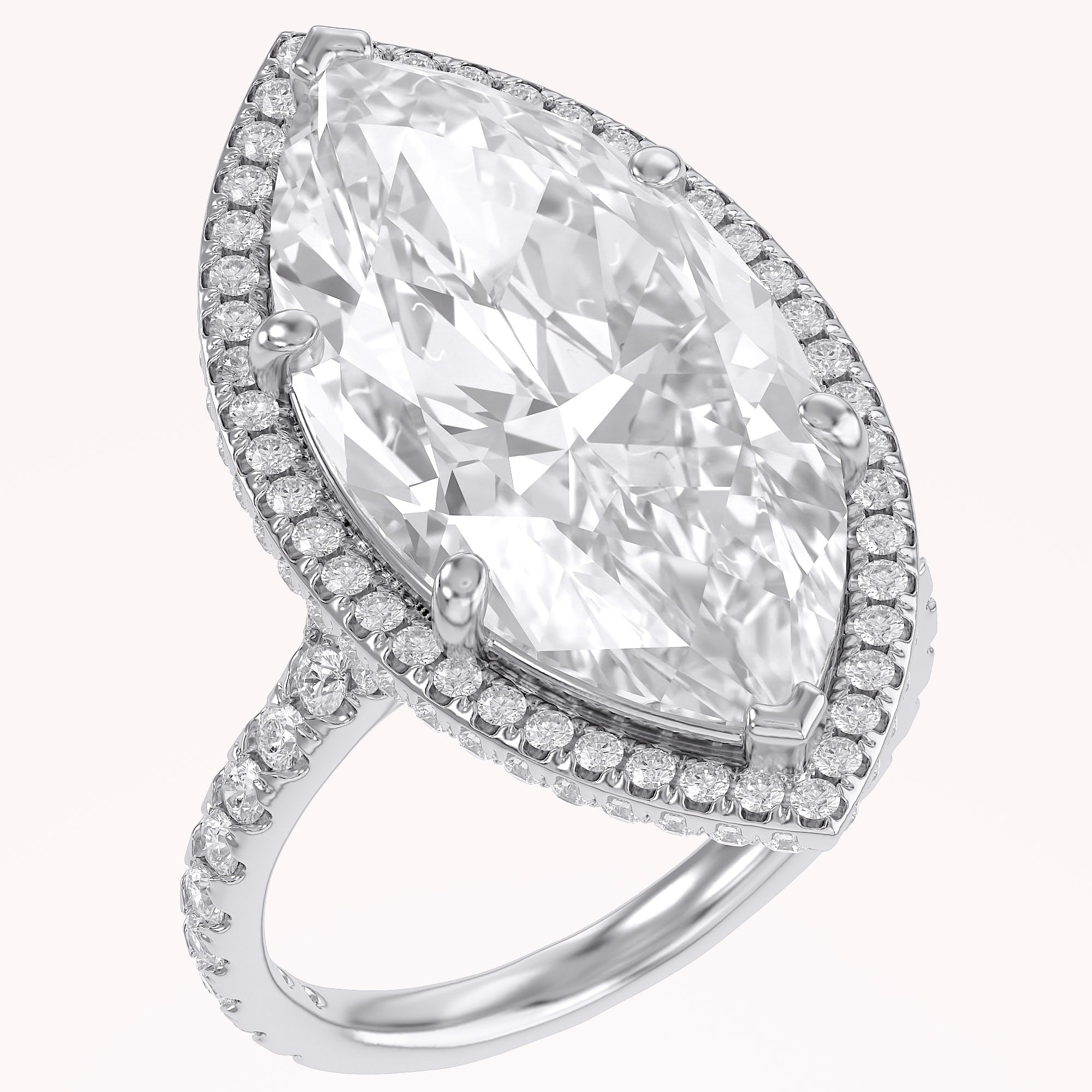 13 CTTW Marquise Cut Lab Grown Diamond Hidden Halo Solitaire Engagement Ring