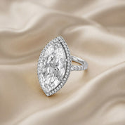 13 CTTW Marquise Cut Lab Grown Diamond Hidden Halo Solitaire Engagement Ring