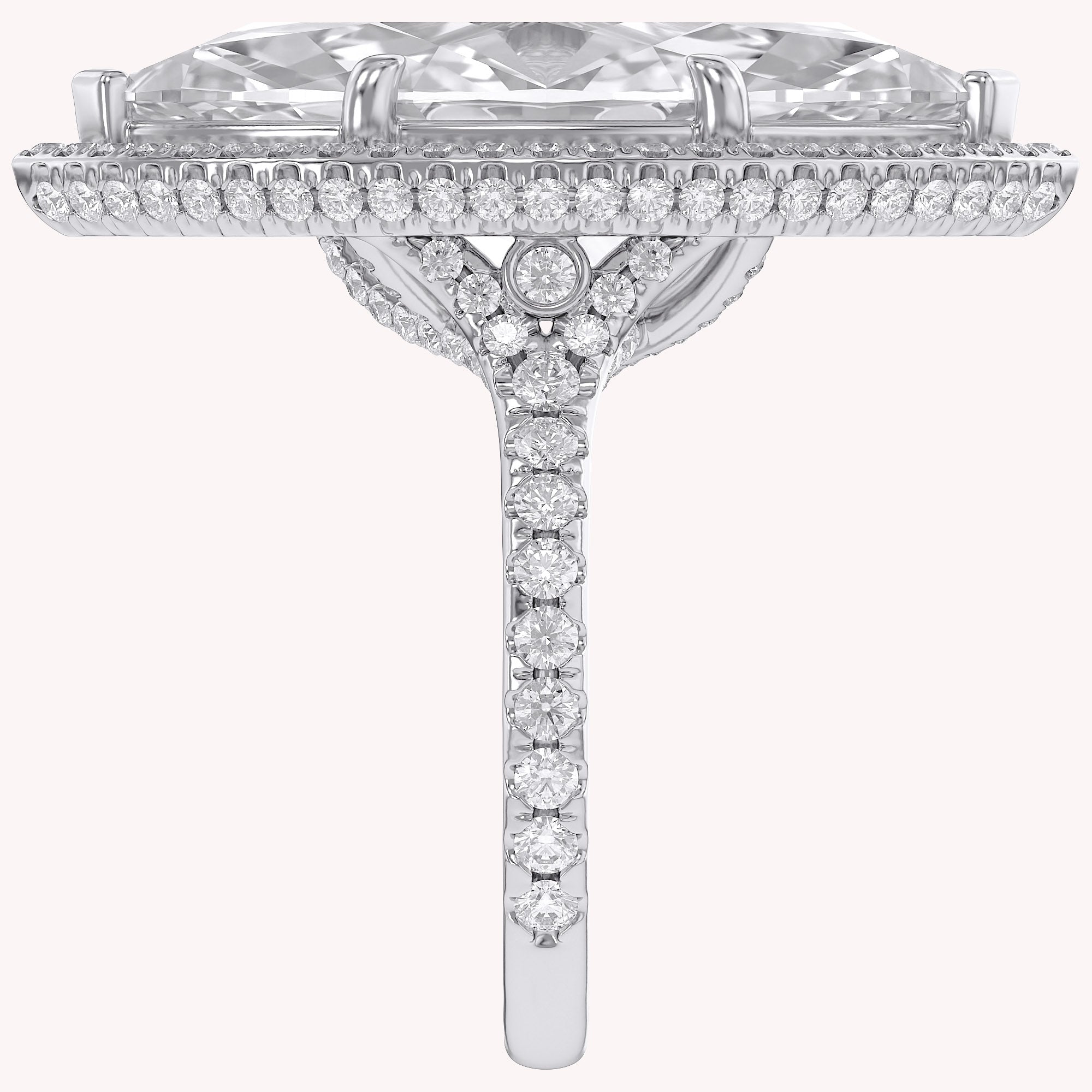 13 CTTW Marquise Cut Lab Grown Diamond Hidden Halo Solitaire Engagement Ring