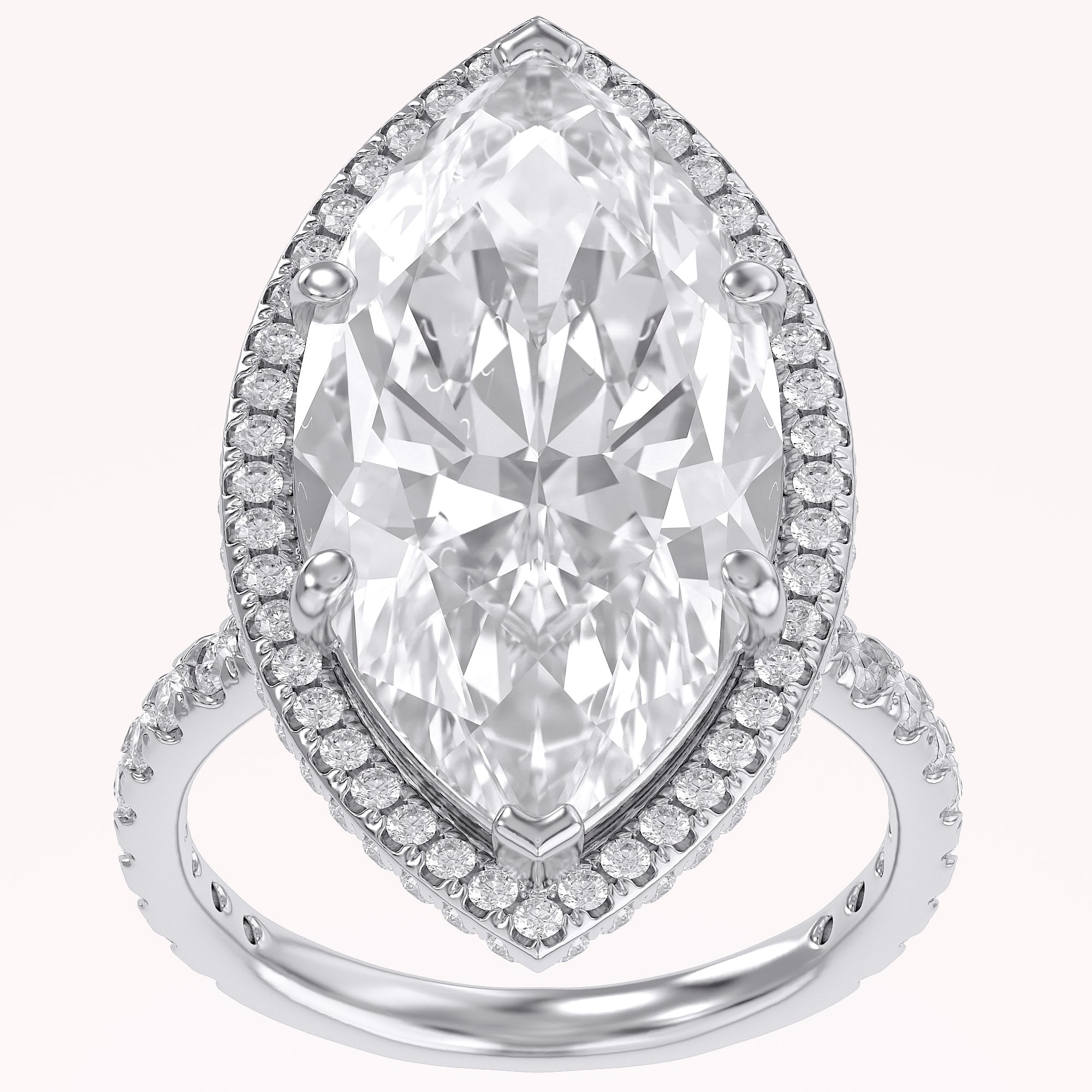 13 CTTW Marquise Cut Lab Grown Diamond Hidden Halo Solitaire Engagement Ring