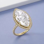 13 CTTW Marquise Cut Lab Grown Diamond Hidden Halo Solitaire Engagement Ring