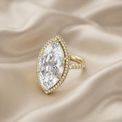 13 CTTW Marquise Cut Lab Grown Diamond Hidden Halo Solitaire Engagement Ring