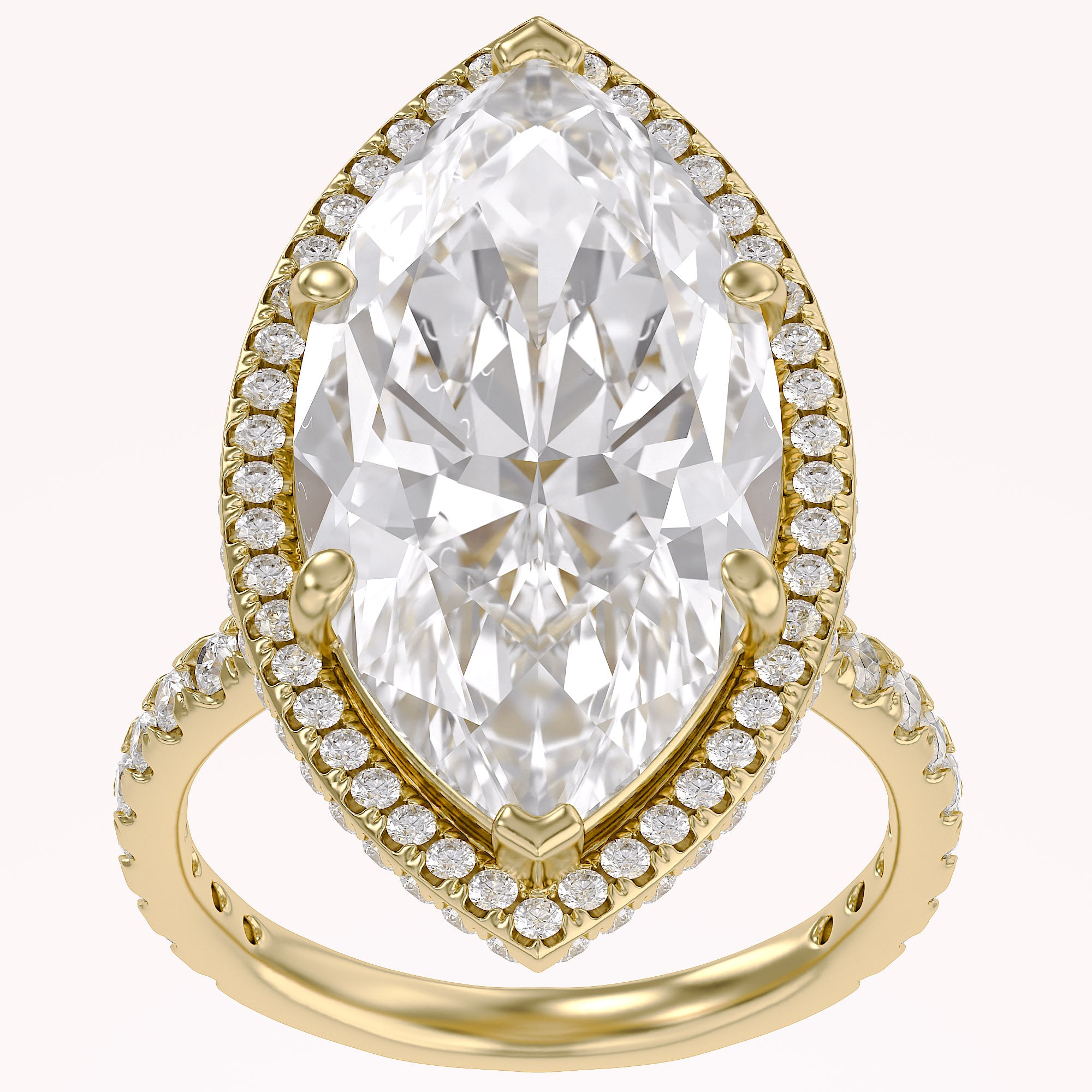 13 CTTW Marquise Cut Lab Grown Diamond Hidden Halo Solitaire Engagement Ring