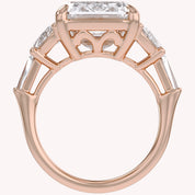 16.50 CTTW Emerald Cut Lab Grown Diamond Three Stone Engagement Ring