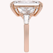 16.50 CTTW Emerald Cut Lab Grown Diamond Three Stone Engagement Ring
