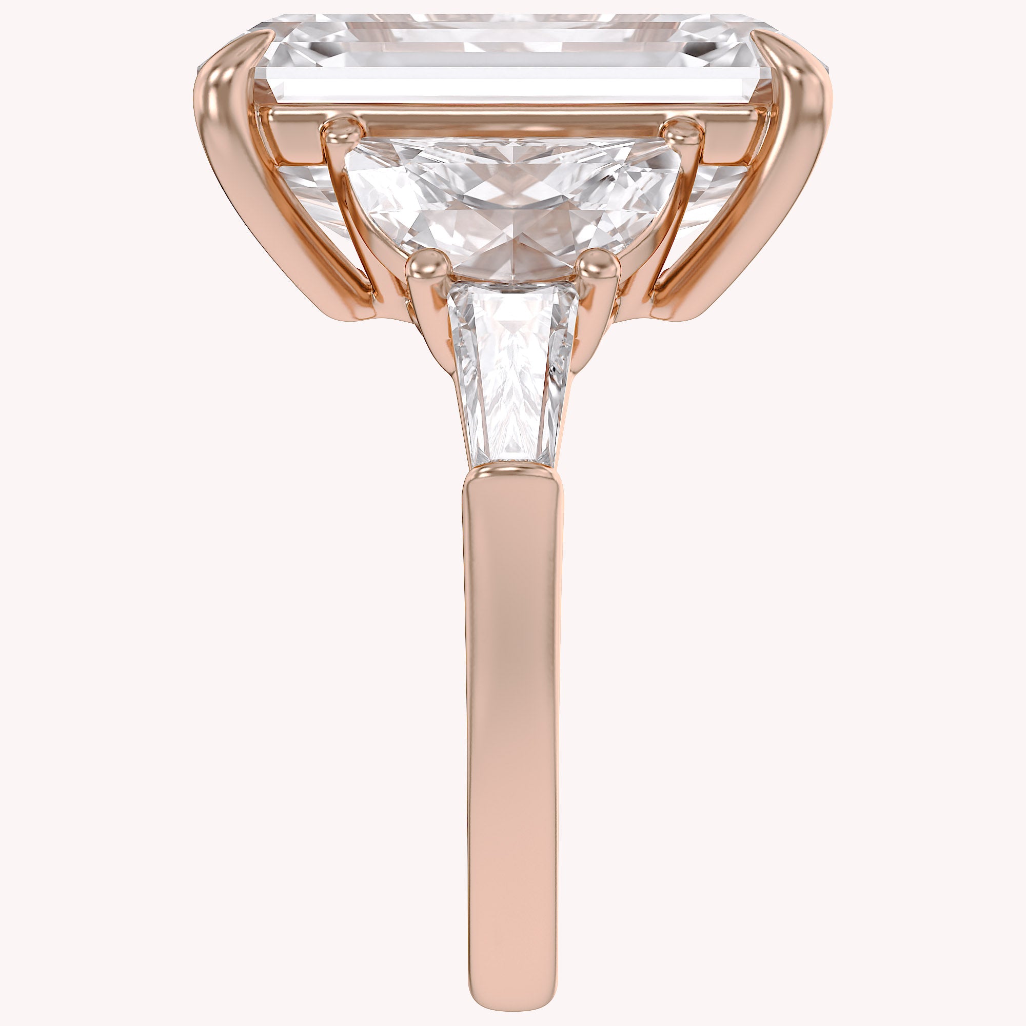 16.50 CTTW Emerald Cut Lab Grown Diamond Three Stone Engagement Ring