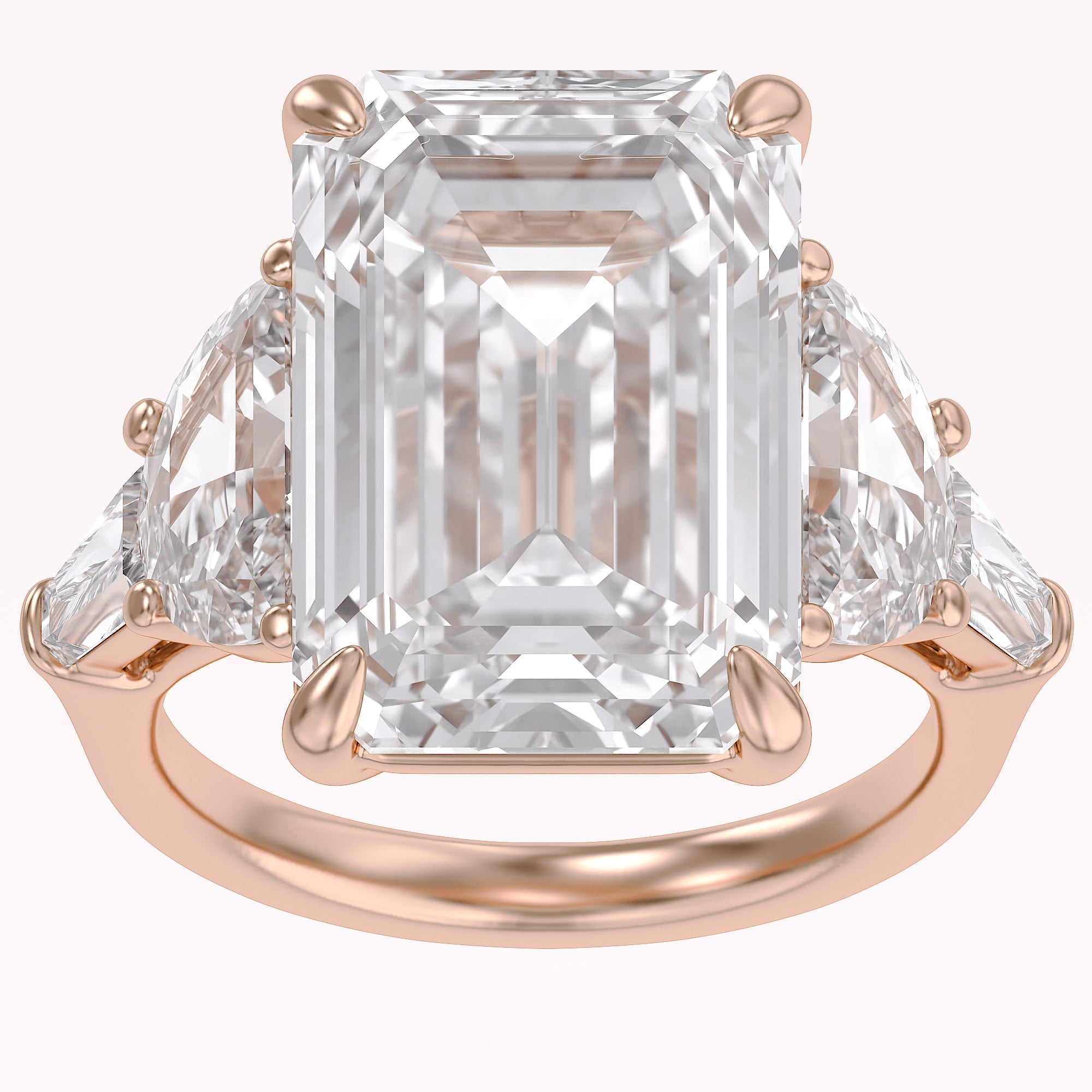 16.50 CTTW Emerald Cut Lab Grown Diamond Three Stone Engagement Ring