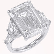 16.50 CTTW Emerald Cut Lab Grown Diamond Three Stone Engagement Ring