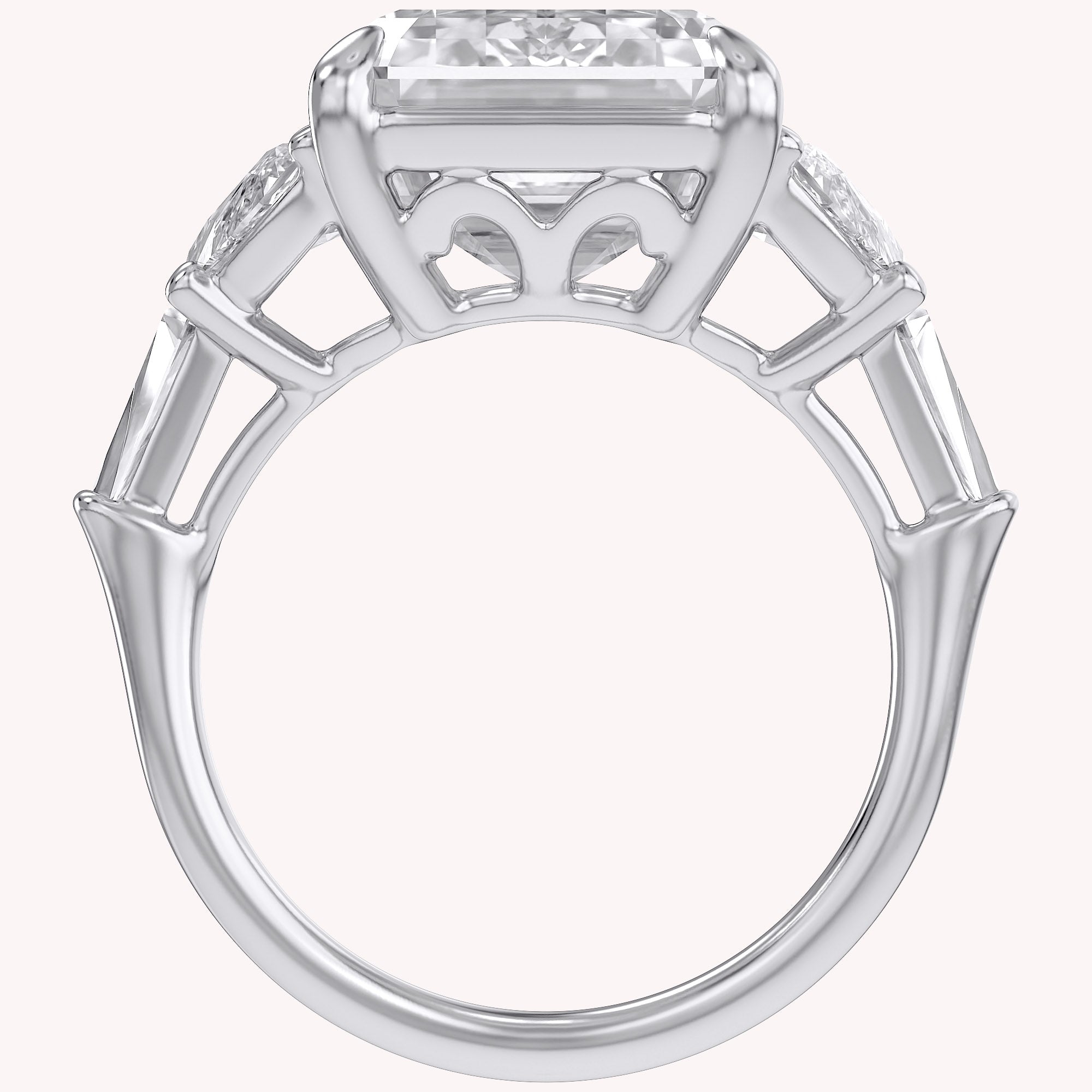 16.50 CTTW Emerald Cut Lab Grown Diamond Three Stone Engagement Ring