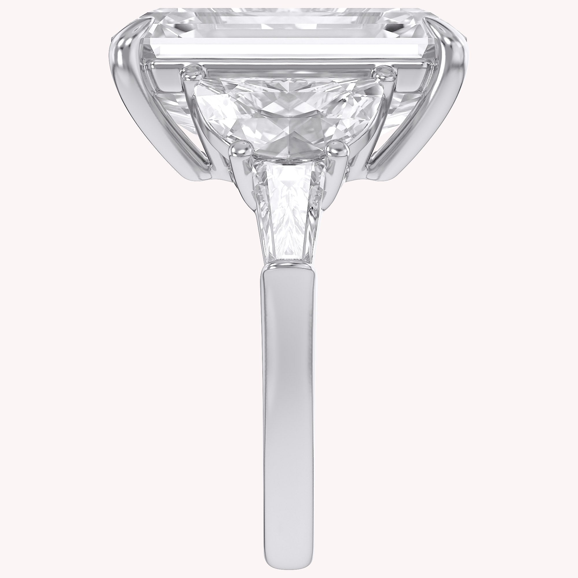 16.50 CTTW Emerald Cut Lab Grown Diamond Three Stone Engagement Ring