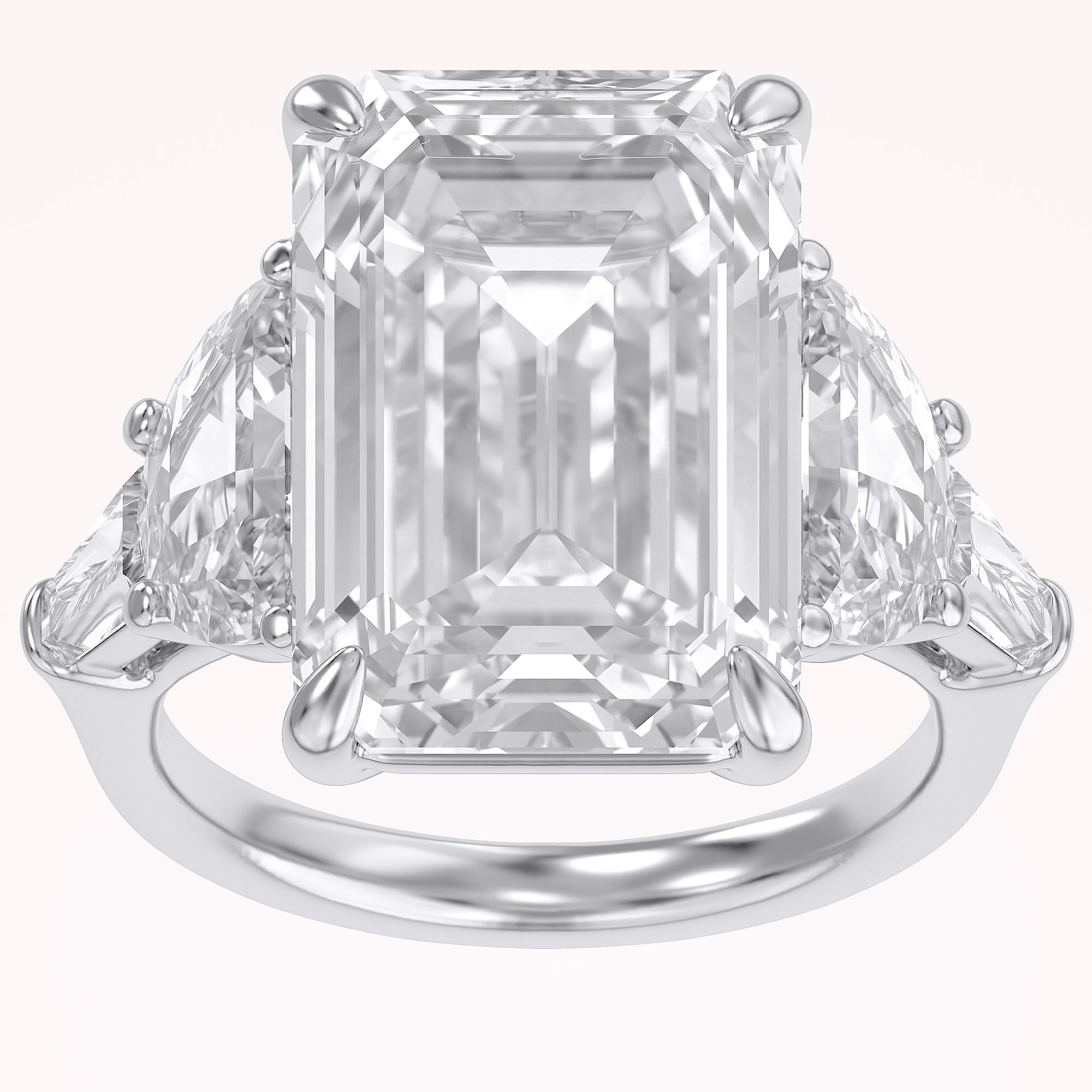 16.50 CTTW Emerald Cut Lab Grown Diamond Three Stone Engagement Ring