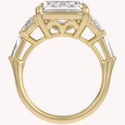 16.50 CTTW Emerald Cut Lab Grown Diamond Three Stone Engagement Ring