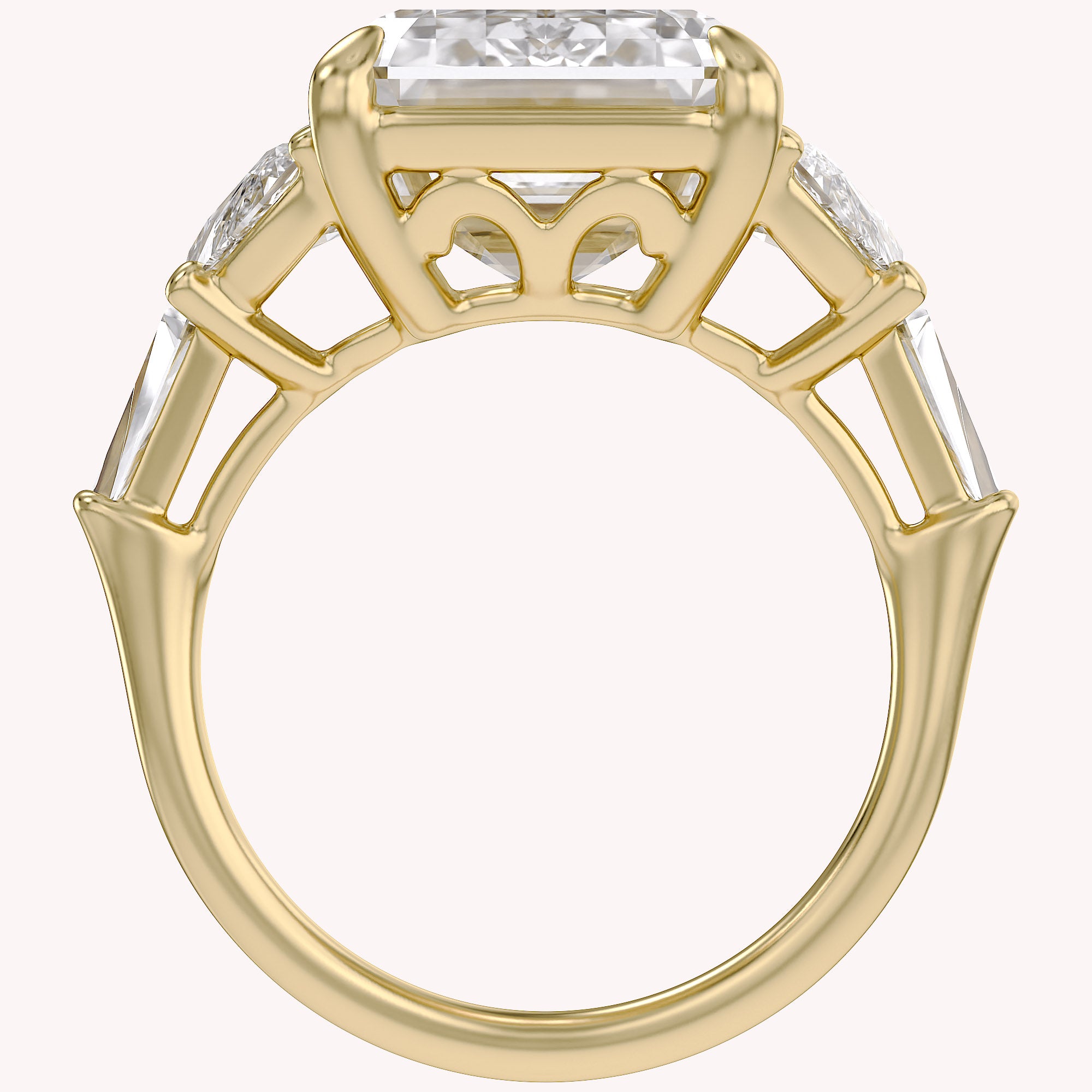 16.50 CTTW Emerald Cut Lab Grown Diamond Three Stone Engagement Ring