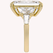 16.50 CTTW Emerald Cut Lab Grown Diamond Three Stone Engagement Ring