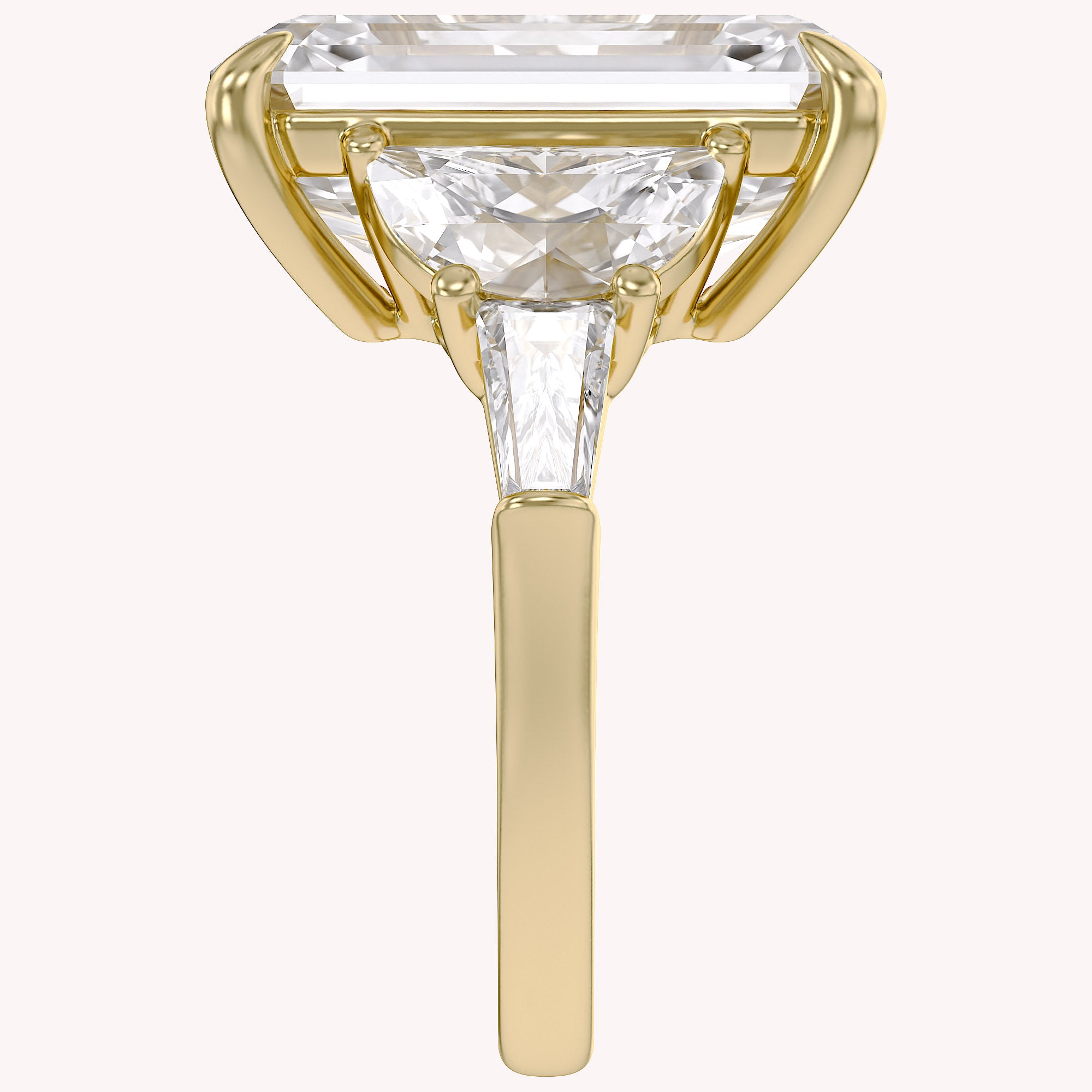 16.50 CTTW Emerald Cut Lab Grown Diamond Three Stone Engagement Ring