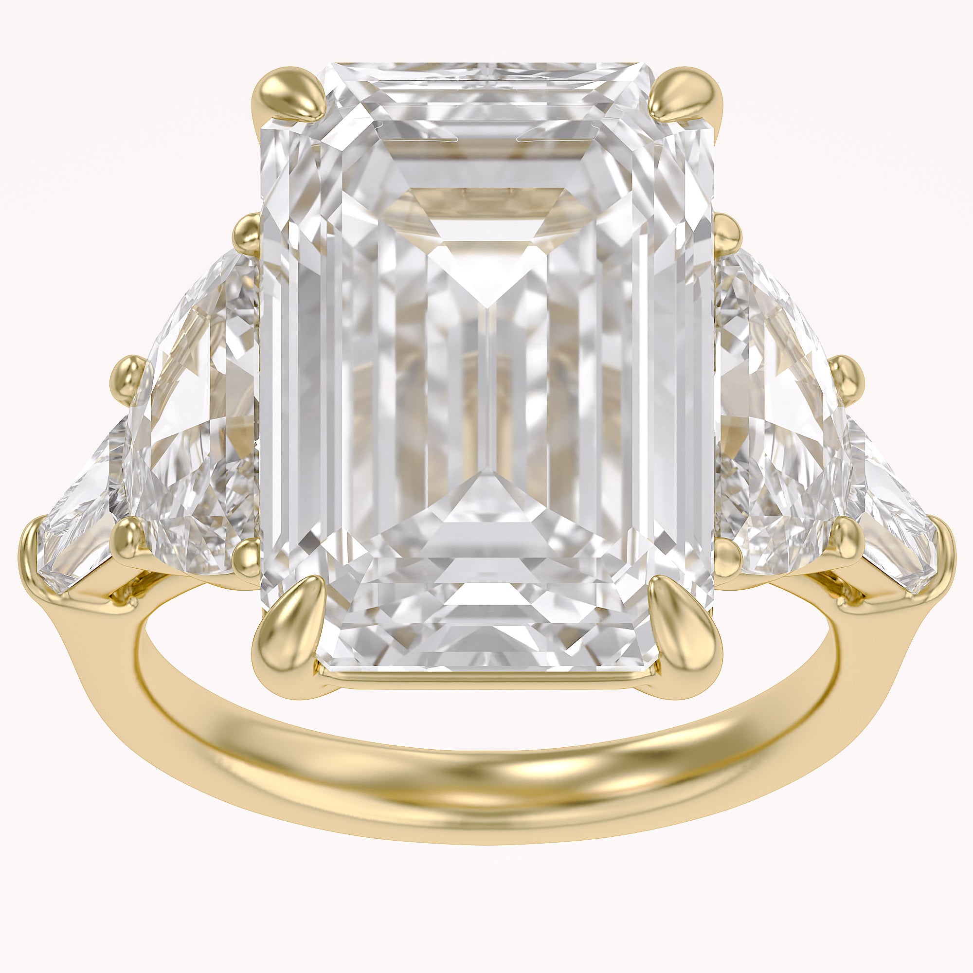 16.50 CTTW Emerald Cut Lab Grown Diamond Three Stone Engagement Ring