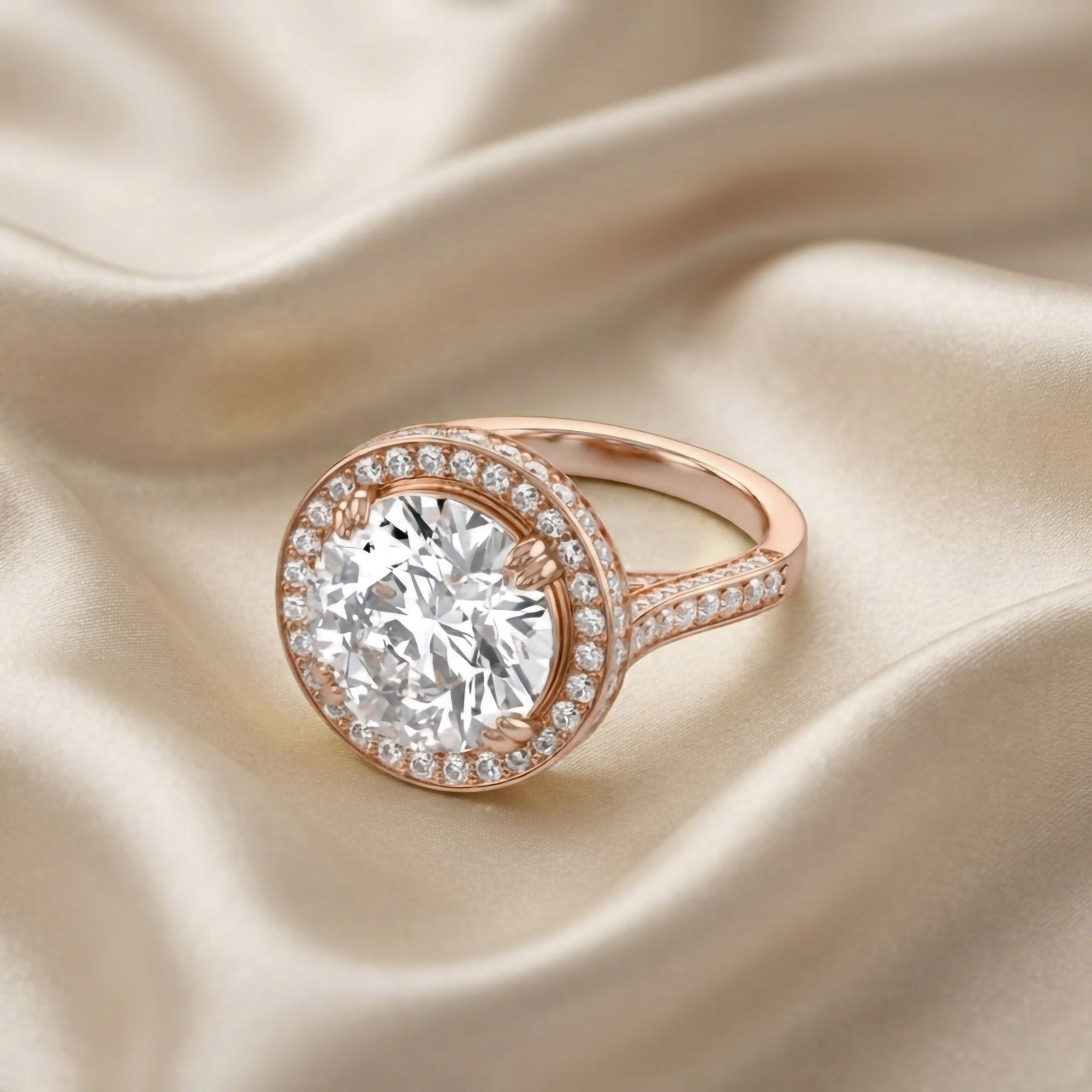 8.40 Total Carat weight  Lab Grown Diamond Halo Engagement Ring