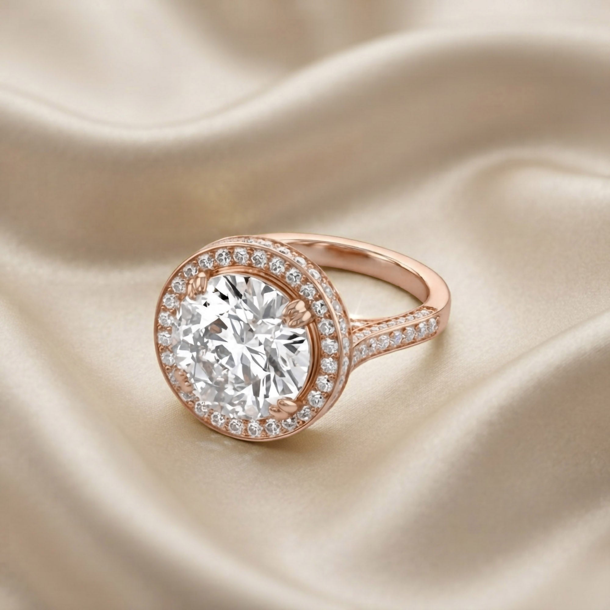 Hidden Halo Engagement Rings 9 CTW Round Lab Grown Diamond