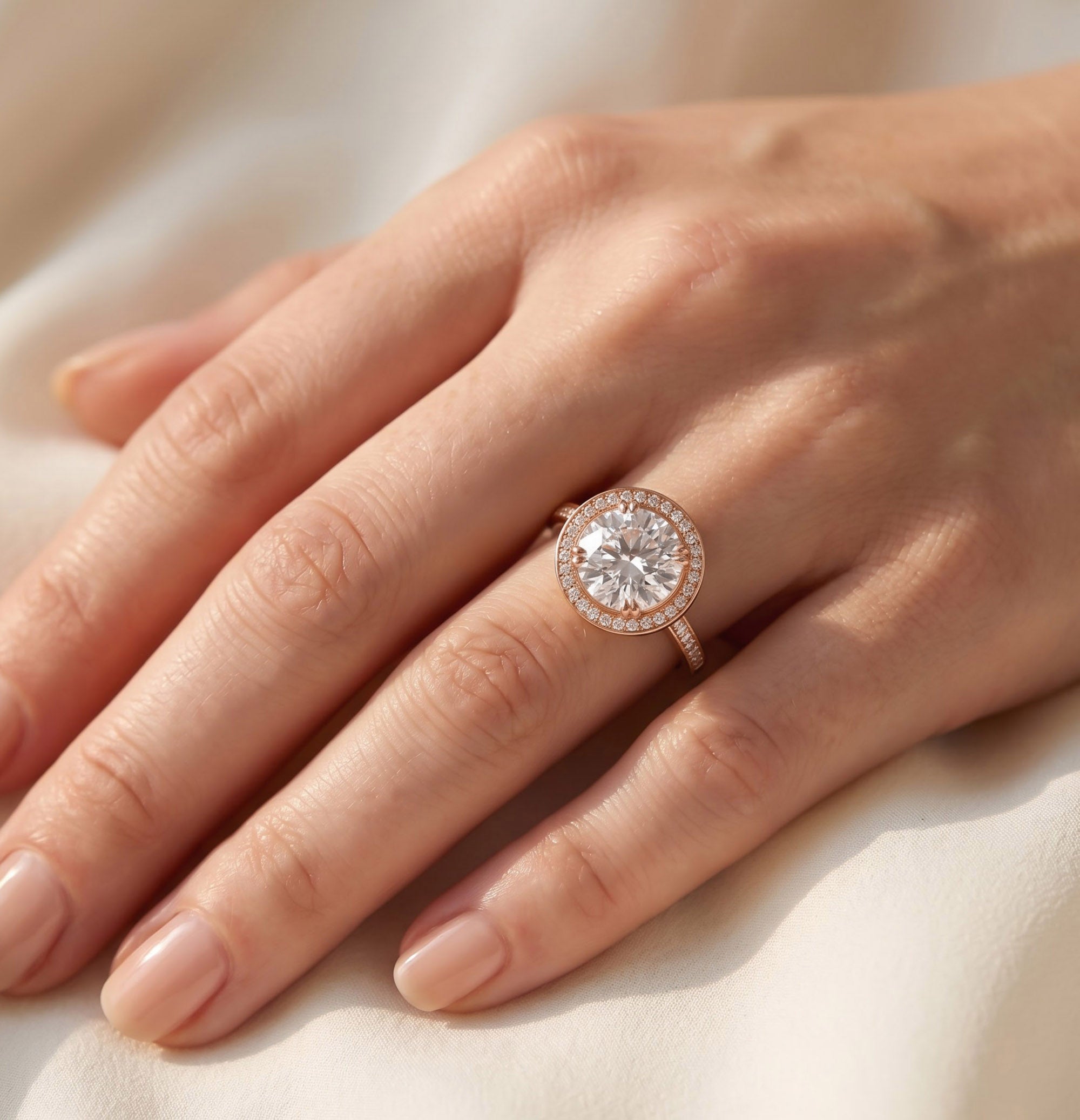 Hidden Halo Engagement Rings 9 CTW Round Lab Grown Diamond