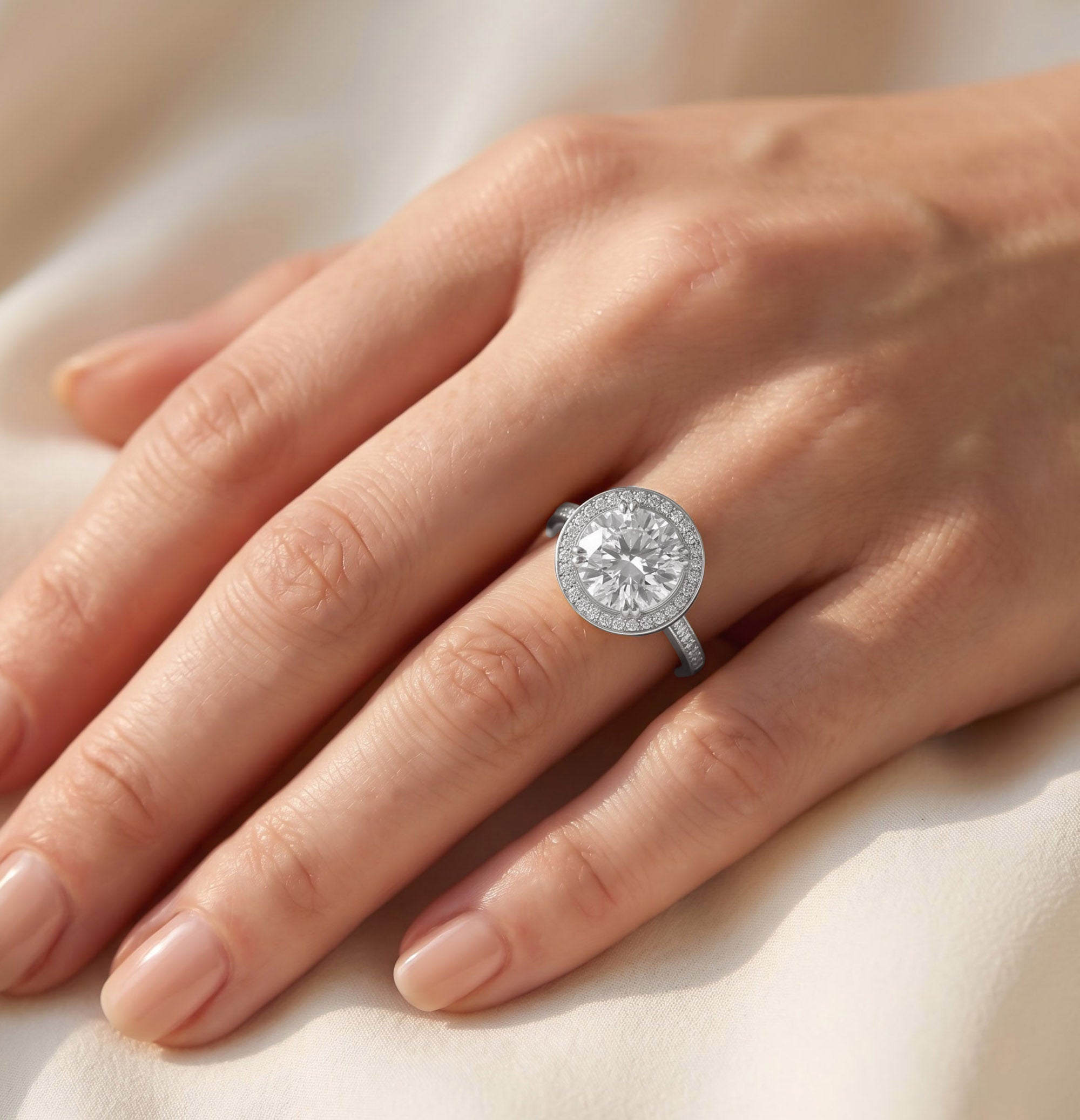 Hidden Halo Engagement Rings 9 CTW Round Lab Grown Diamond