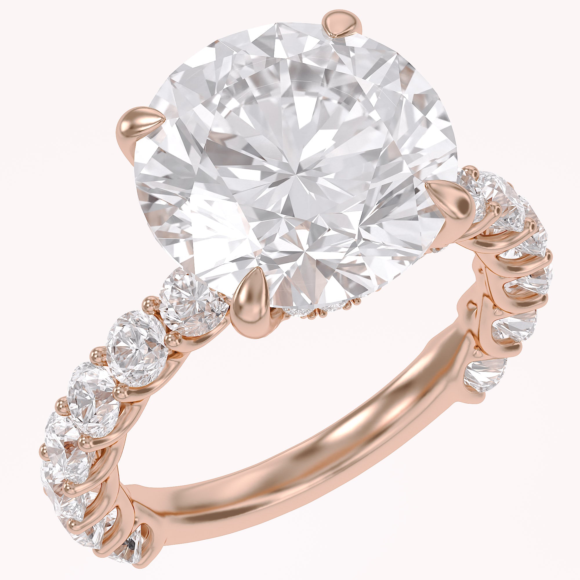 10.60 CTTW Round Lab Diamond Hidden Halo Engagement Ring