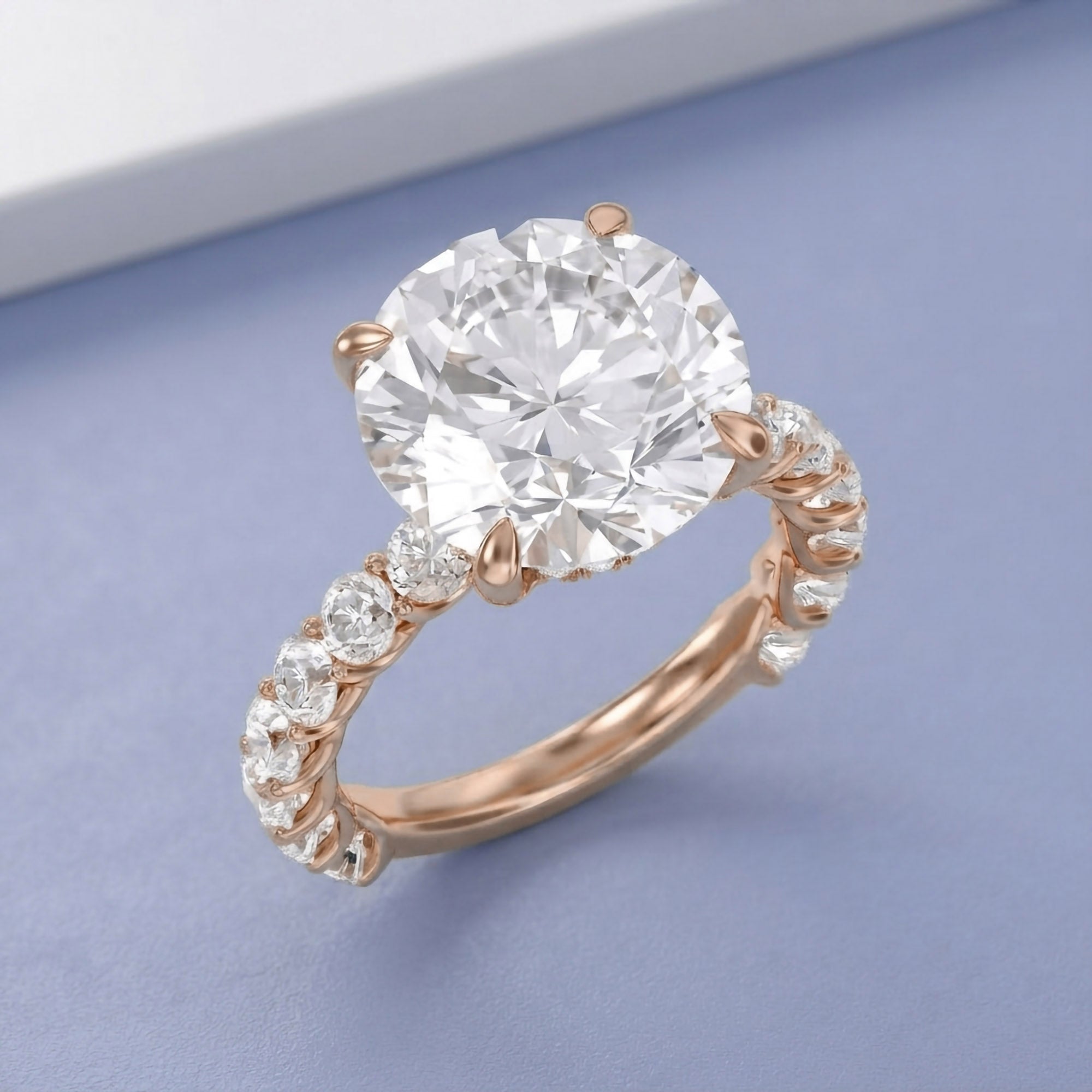 10.60 CTTW Round Lab Diamond Hidden Halo Engagement Ring